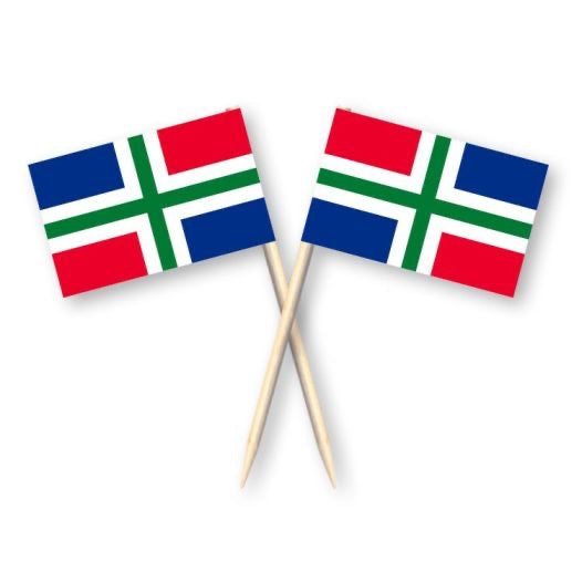 Cocktail prikkers met Groninger vlag (zakje per 50 stuks)