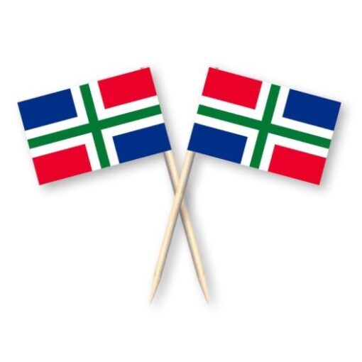 Cocktail prikkers met Groninger vlag (zakje per 50 stuks)